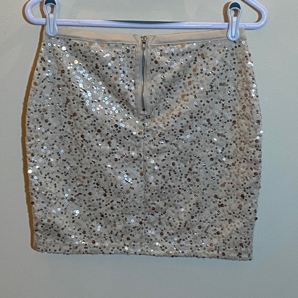 Off-White Ivory Sequin Mini Skirt Gold Silver S - Picture 2 of 4